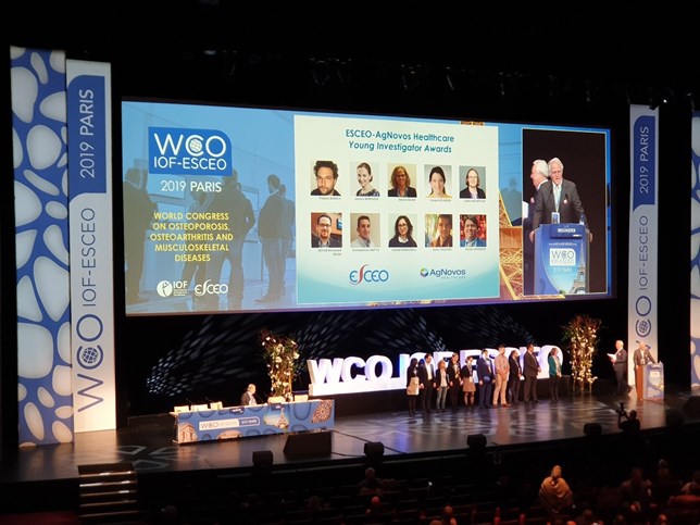 ESCEO-AgNovos Healthcare - Remise de prix aux jeunes chercheurs lors du Congrès 2019 de WCO-IOF-ESCEO